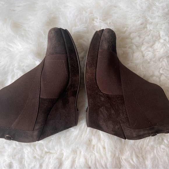 Browns Velour 175 Bis Marron Wedge Boots EU 37 - Picture 3 of 7